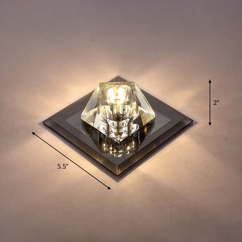 Modern Gemstone Ceiling Light with Crystal Accents and LED Lighting for Corridors