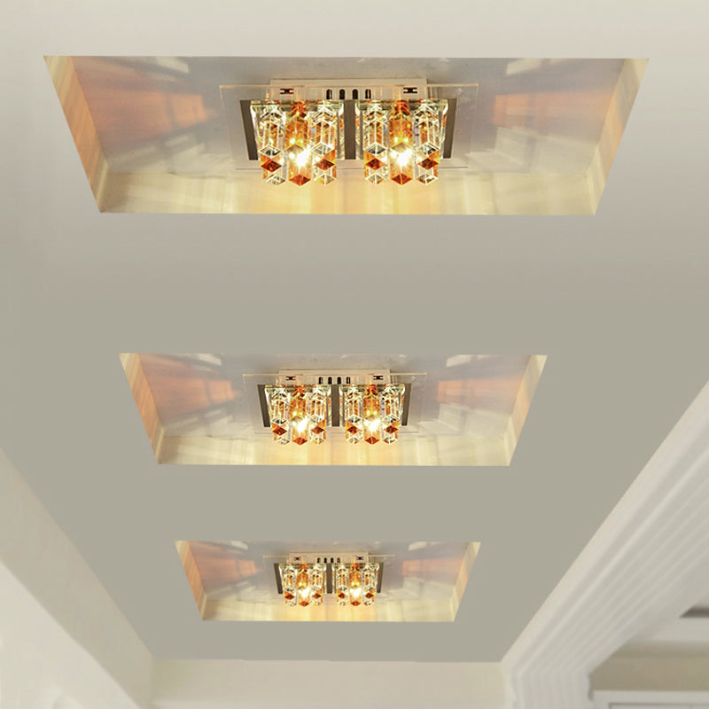 Modern LED Crystal Flush Ceiling Light Fixture- Rectangular Corridor Flush Light