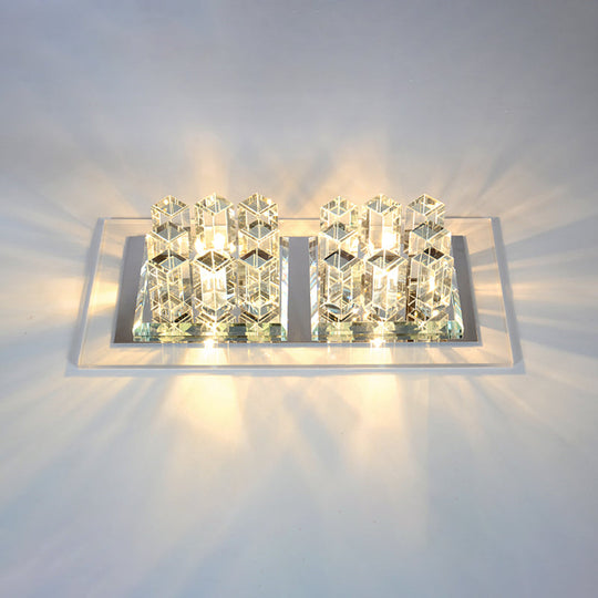 Modern Led Crystal Flush Ceiling Light Fixture- Rectangular Corridor Clear