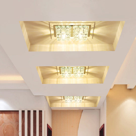 Modern LED Crystal Flush Ceiling Light Fixture- Rectangular Corridor Flush Light