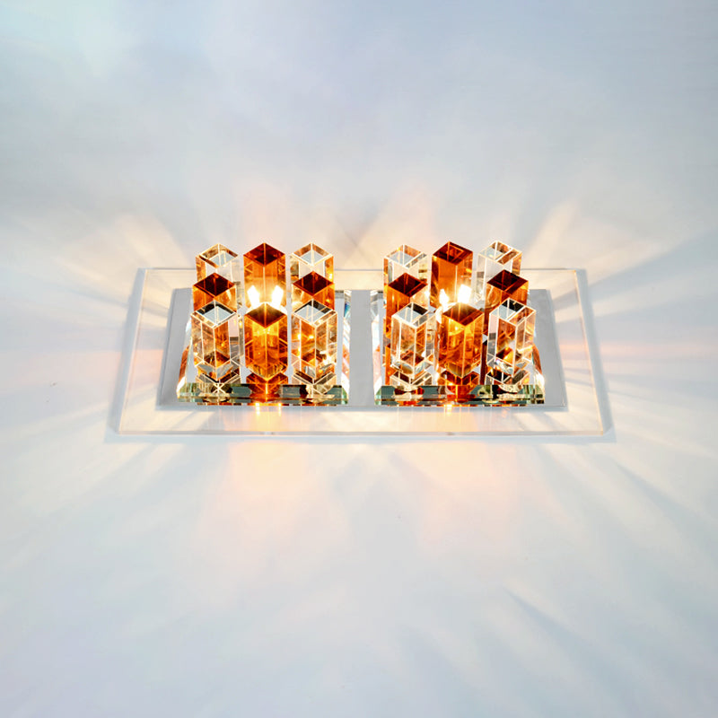 Modern LED Crystal Flush Ceiling Light Fixture- Rectangular Corridor Flush Light