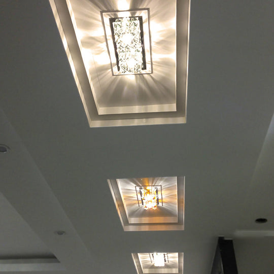 Modern Led Crystal Flush Ceiling Light Fixture- Rectangular Corridor