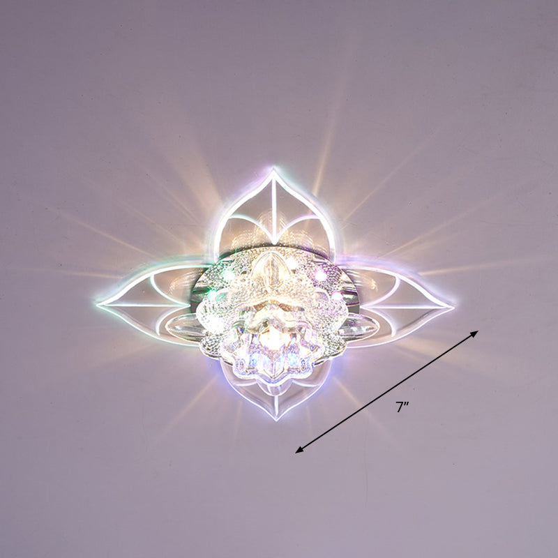 Contemporary Clear LED Flush Mount Ceiling Light for Corridor - Blossom Crystal