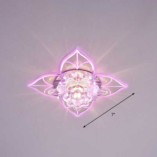 Contemporary Clear LED Flush Mount Ceiling Light for Corridor - Blossom Crystal