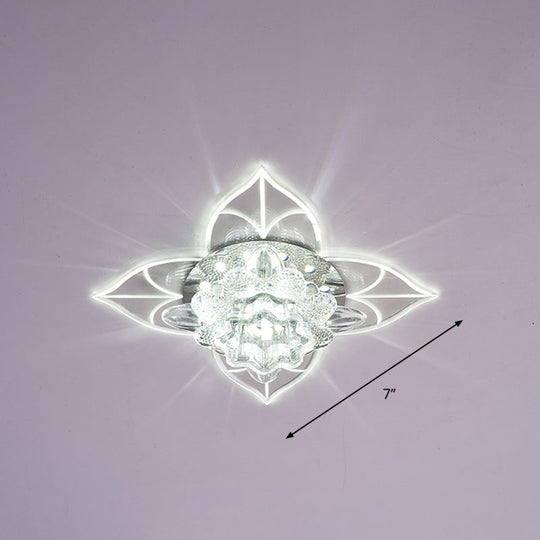 Contemporary Clear LED Flush Mount Ceiling Light for Corridor - Blossom Crystal