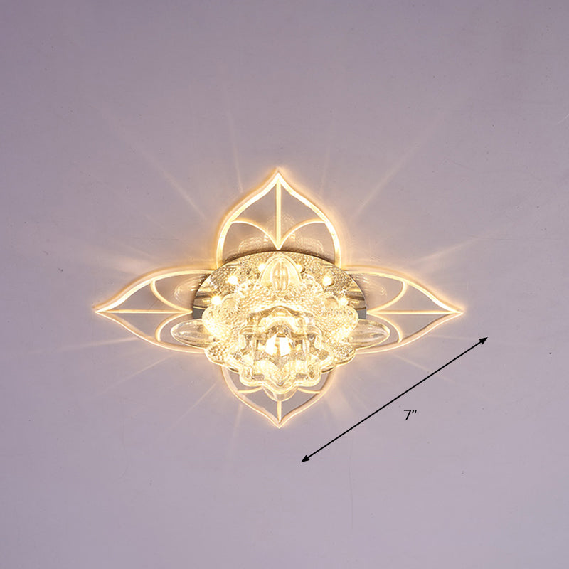 Contemporary Clear LED Flush Mount Ceiling Light for Corridor - Blossom Crystal