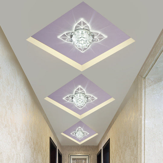 Contemporary Clear LED Flush Mount Ceiling Light for Corridor - Blossom Crystal