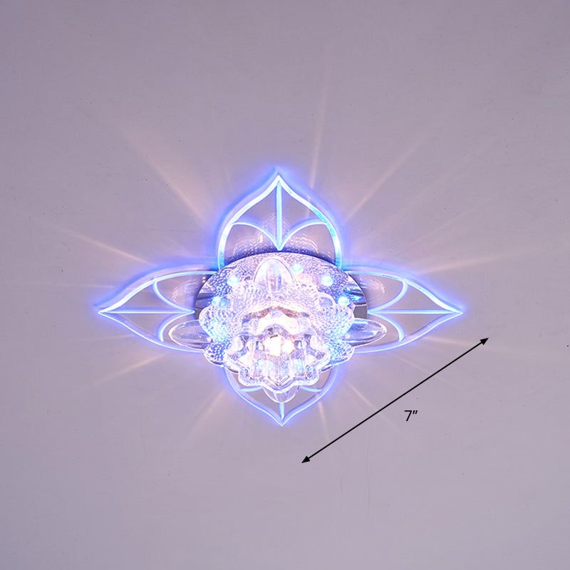 Contemporary Clear LED Flush Mount Ceiling Light for Corridor - Blossom Crystal