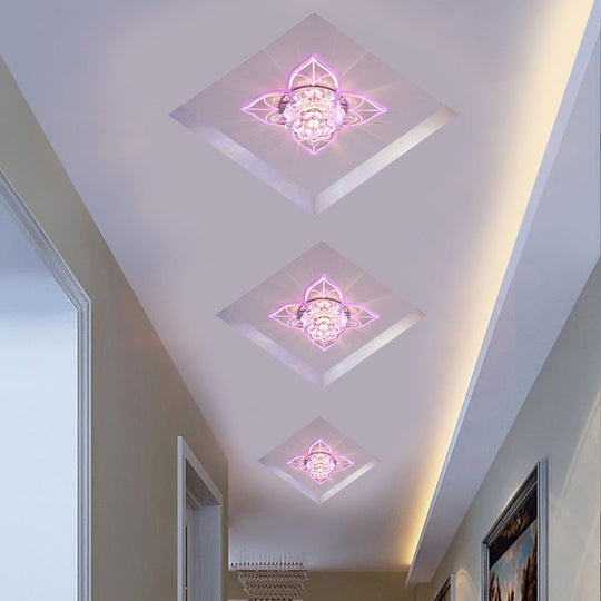 Contemporary Clear LED Flush Mount Ceiling Light for Corridor - Blossom Crystal