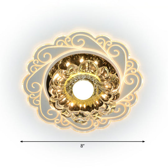 Clear Crystal Floral LED Flush Mount Ceiling Light for Entryway