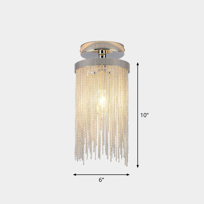 Fringed Chainlet Flush Mount Ceiling Light - Contemporary Aluminum Fixture for Corridors