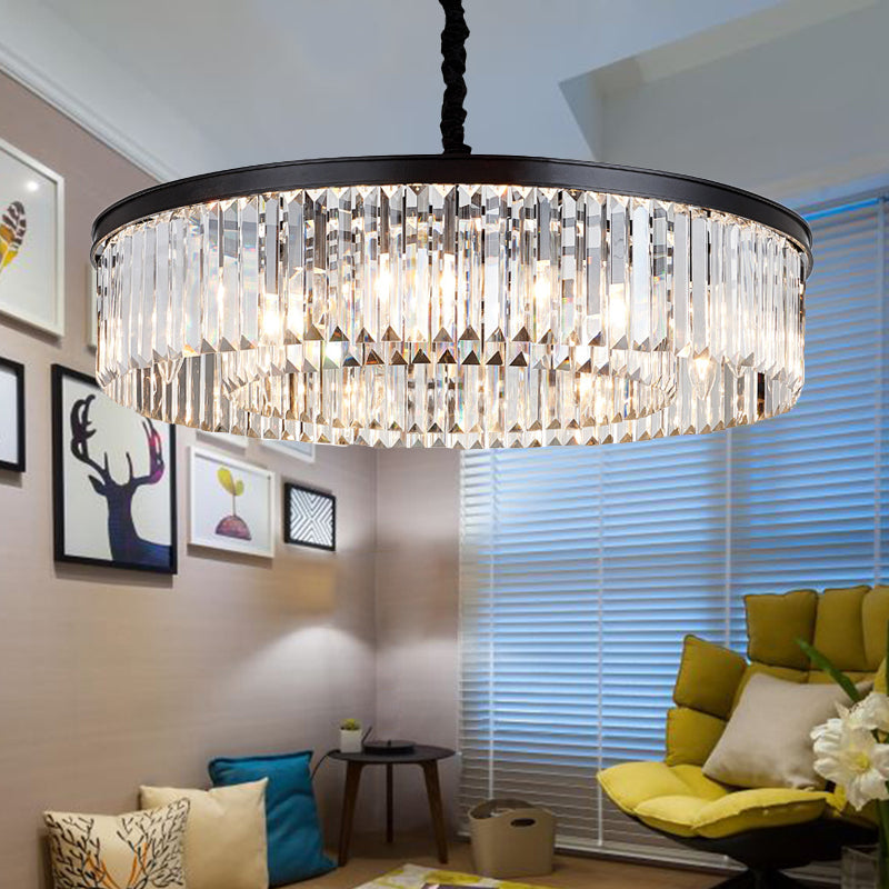 Modern Crystal Chandelier Black Flush Mount Light | Dia 16 23.5 31.5 4/8/12-Light /