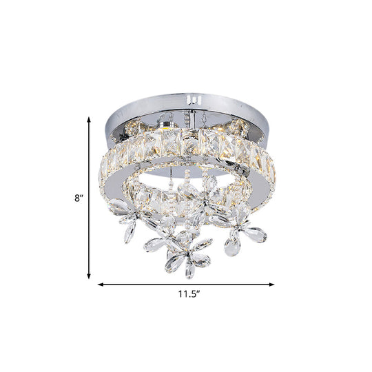 Contemporary Crystal LED Ceiling Light - Chrome Flush Mount in 3 Sizes