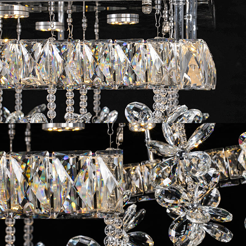 Contemporary Crystal LED Ceiling Light - Chrome Flush Mount in 3 Sizes