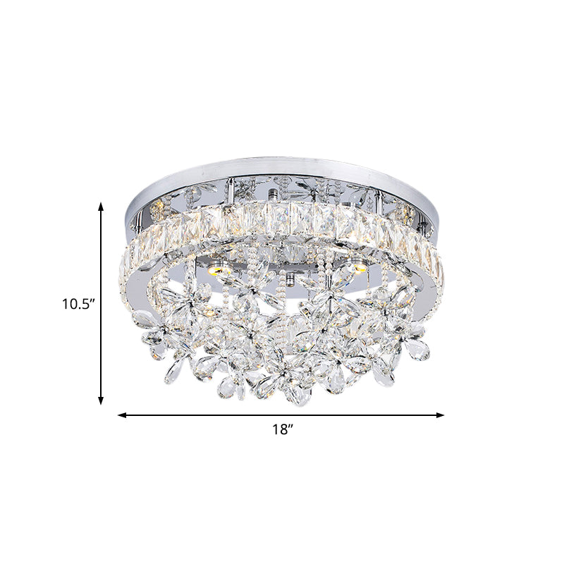 Contemporary Crystal LED Ceiling Light - Chrome Flush Mount in 3 Sizes