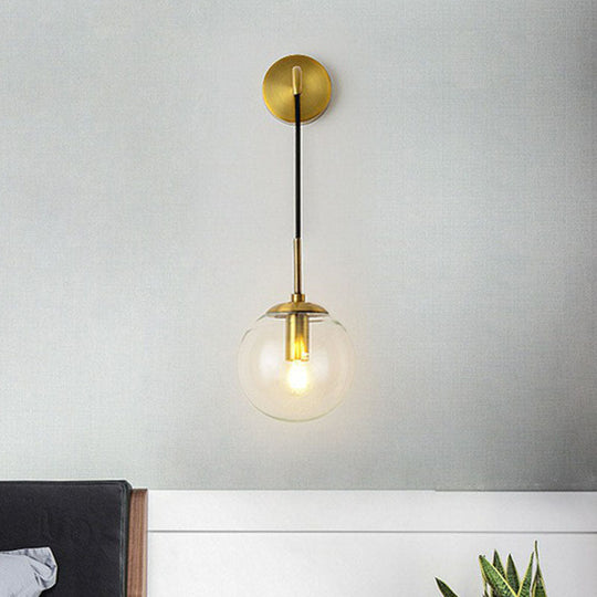 Sleek Glass Spherical Wall Sconce Light - Stylish Single Bulb Hanging Lighting For Living Room