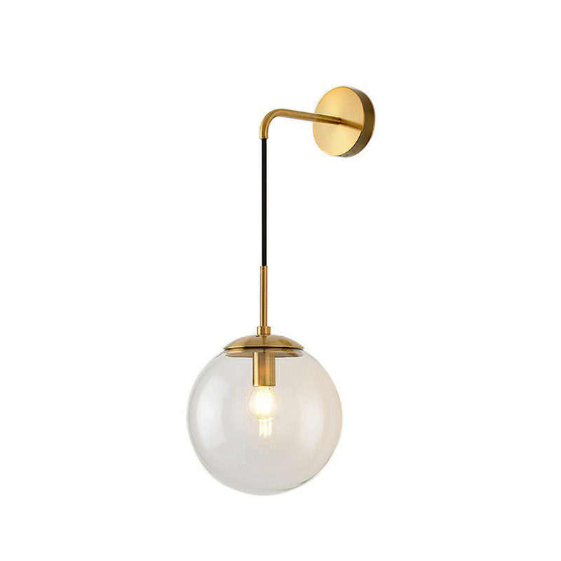 Sleek Glass Spherical Wall Sconce Light - Stylish Single Bulb Hanging Lighting For Living Room