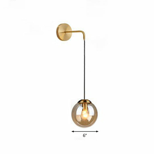 Sleek Glass Spherical Wall Sconce Light - Stylish Single Bulb Hanging Lighting For Living Room Gold