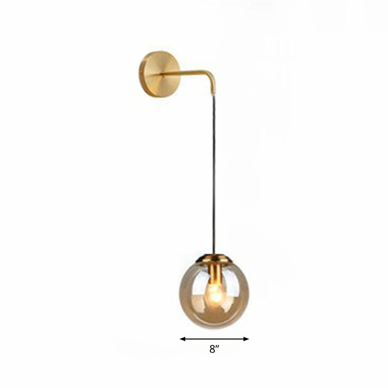 Sleek Glass Spherical Wall Sconce Light - Stylish Single Bulb Hanging Lighting For Living Room Gold