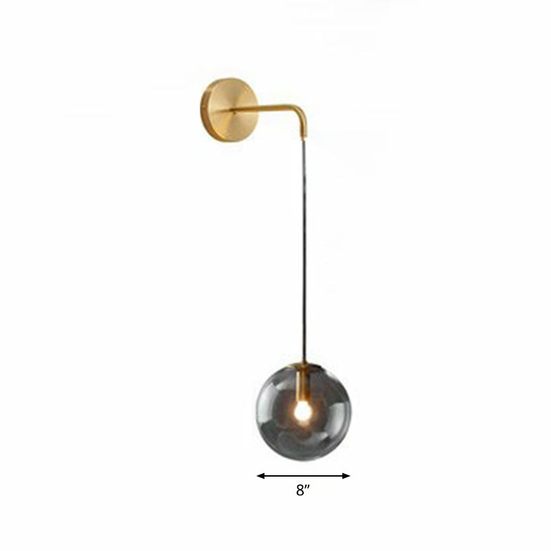 Sleek Glass Spherical Wall Sconce Light - Stylish Single Bulb Hanging Lighting For Living Room Gold