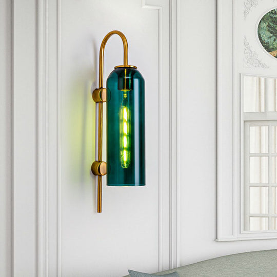 Elegant Glass Wall Sconce - Modern Gooseneck Arm 1-Light Corridor Lamp