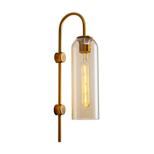 Elegant Glass Wall Sconce - Modern Gooseneck Arm 1-Light Corridor Lamp