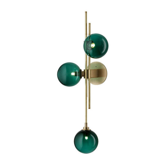 Modo Glass Sconce Lighting: Retro 3-Light Brass Wall Mount For Dining Room