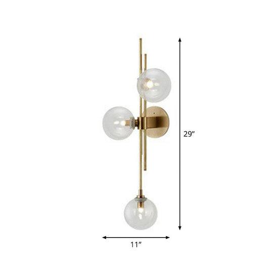 Modo Glass Sconce Lighting: Retro 3-Light Brass Wall Mount For Dining Room