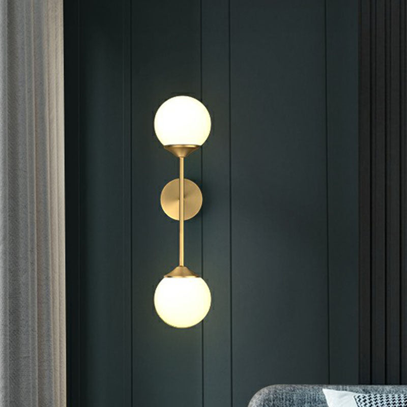 Gold Led Wall Lamp: Minimalist Cream Glass Sconce Light For Dining Room