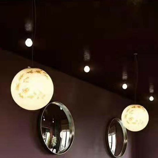 White Moon Acrylic Pendant Light - Elegant 1-Light Ceiling Fixture for Restaurants