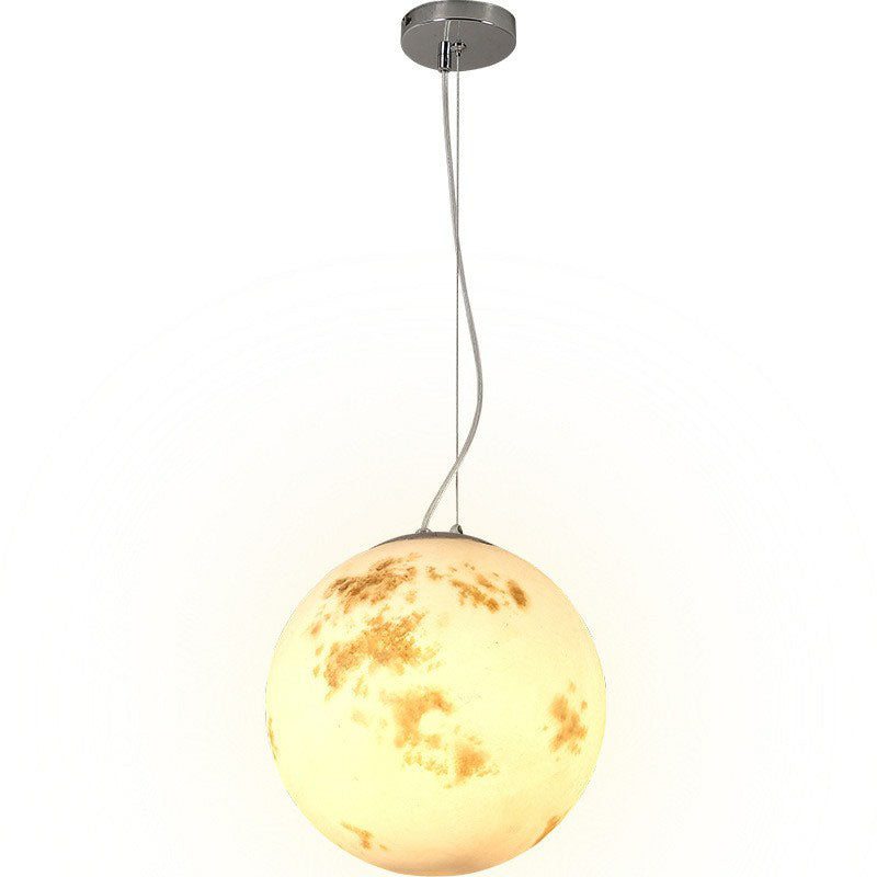 White Moon Hanging Light: Stylish 1-Light Pendant With Acrylic Shade For Restaurants