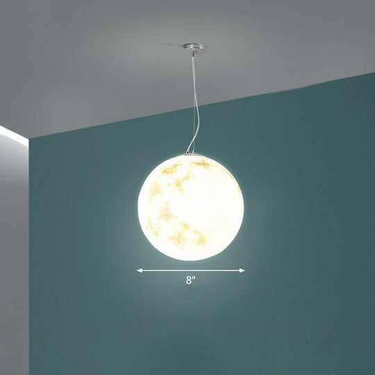 White Moon Acrylic Pendant Light - Elegant 1-Light Ceiling Fixture for Restaurants