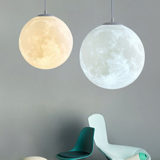 Led Moon Shaped Pendulum Light Fixture In White - Art Deco Pla For Restaurants