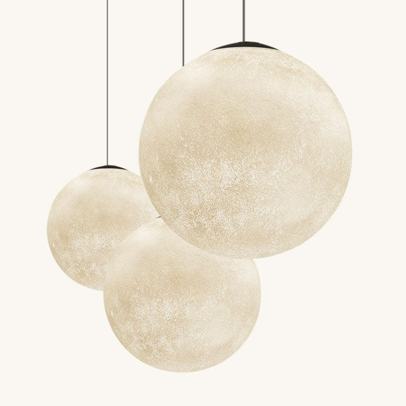 Artistic Moon Restaurant LED Suspension Lamp - White Metal Hanging Ceiling Light