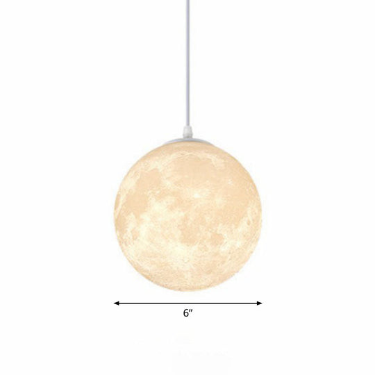 Metal Artistic Led Moon Restaurant Suspension Lamp In White / 6