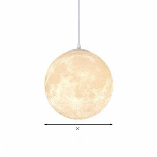 Metal Artistic Led Moon Restaurant Suspension Lamp In White / 8