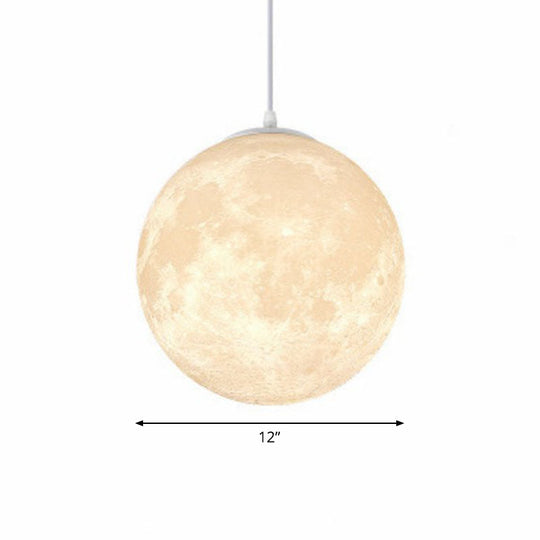 Artistic Moon Restaurant LED Suspension Lamp - White Metal Hanging Ceiling Light