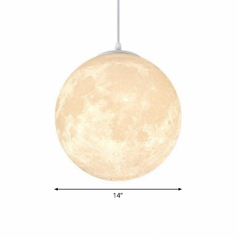 Artistic Moon Restaurant LED Suspension Lamp - White Metal Hanging Ceiling Light