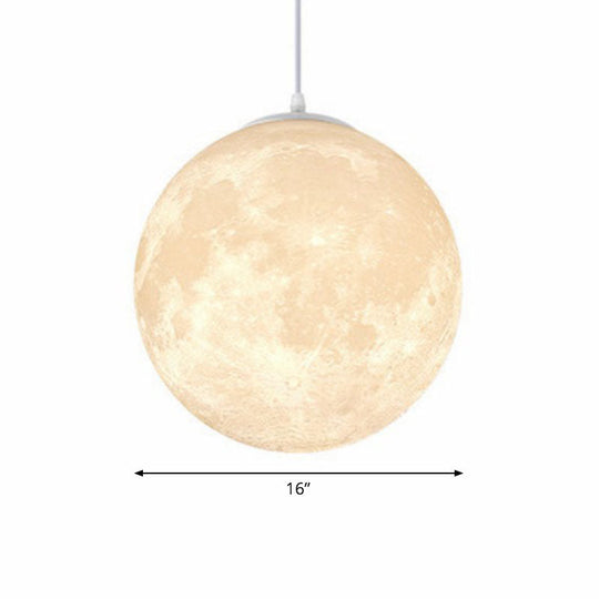 Metal Artistic Led Moon Restaurant Suspension Lamp In White / 16