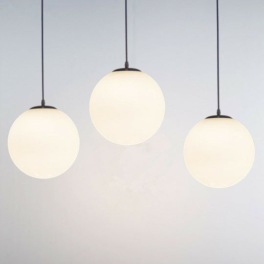 White Glass 1-Light Pendant: Simple Sphere Down Lighting Fixture For Restaurants / 6