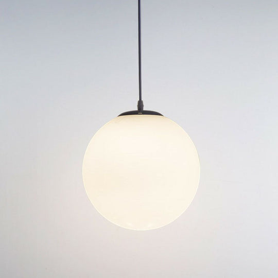 White Glass 1-Light Pendant: Simple Sphere Down Lighting Fixture For Restaurants