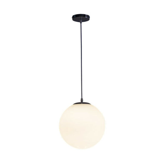 White Glass Pendant Light – Single Sphere Downlight for Restaurants