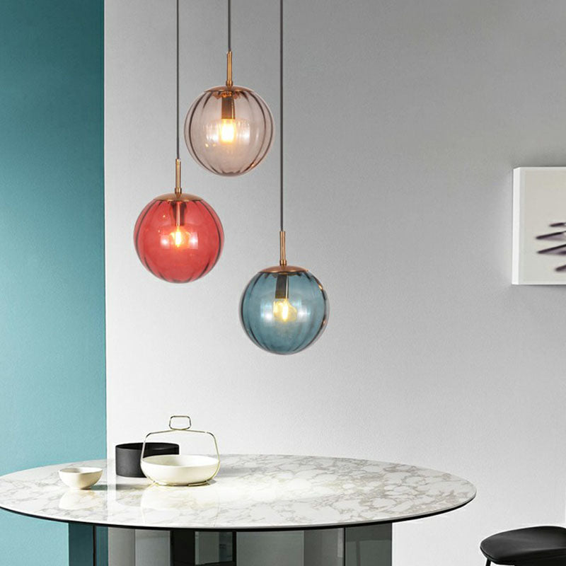 Automne - Suspension moderne en forme de boule de citrouille en verre Luminaire suspendu moderne à 1 lumière pour salle à manger