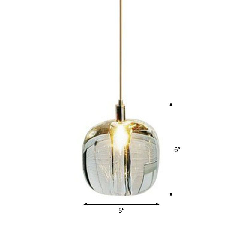 Postmodern Pumpkin Led Pendant Lamp: Creative Mirror Glass Hanging Light For Cafes Clear