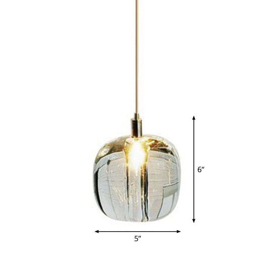 Postmodern Pumpkin Led Pendant Lamp: Creative Mirror Glass Hanging Light For Cafes Clear