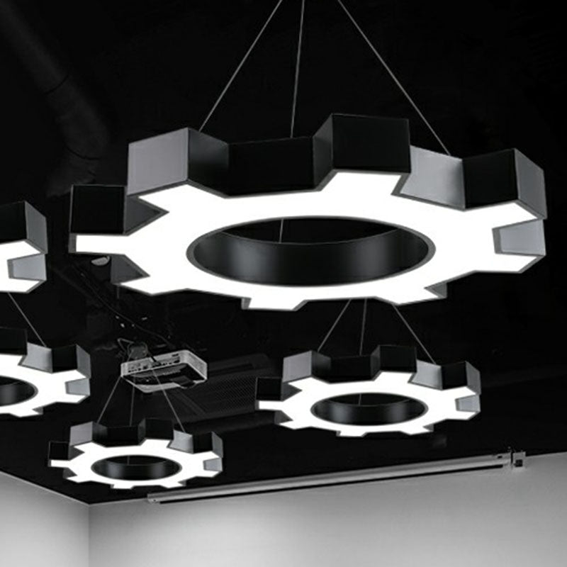 Modern Black Led Ceiling Chandelier For Gear Conference Rooms