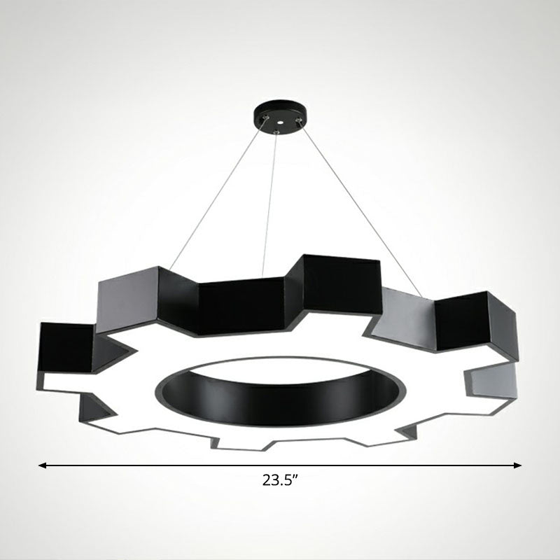 Modern Black Led Ceiling Chandelier For Gear Conference Rooms / 23.5 White