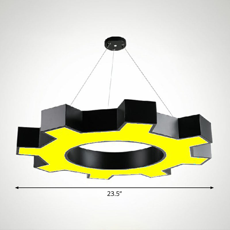 Modern Black Led Ceiling Chandelier For Gear Conference Rooms / 23.5 Yellow