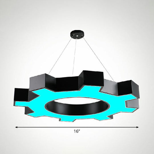 Modern Black Led Ceiling Chandelier For Gear Conference Rooms / 16 Blue