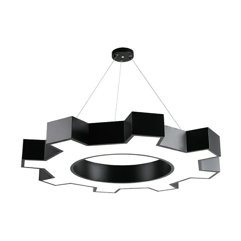 Modern Black Led Ceiling Chandelier For Gear Conference Rooms